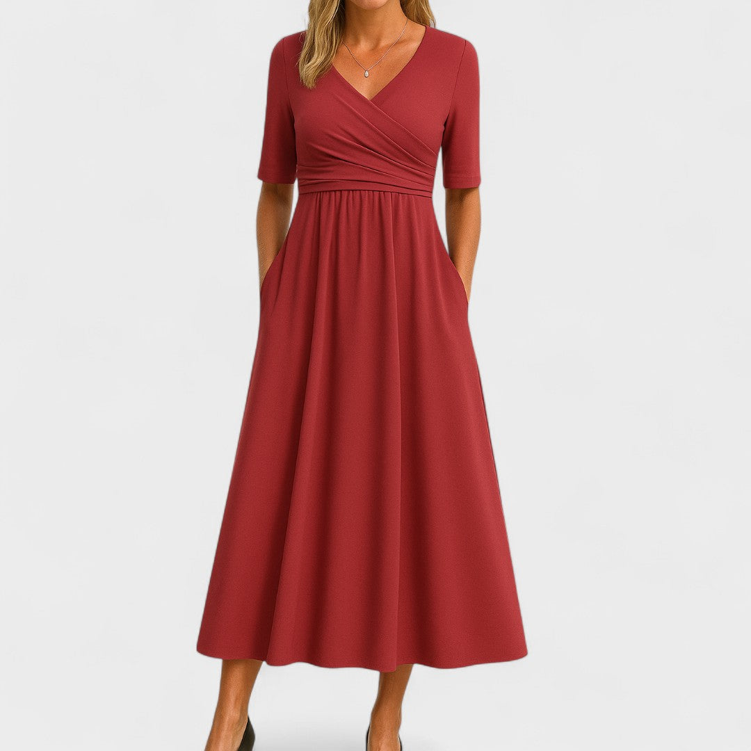 Lirena™ – Elegancka Sukienka Midi o Wysmuklającym Kroju
