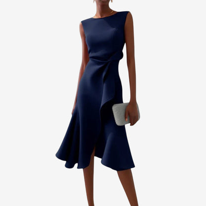 Eliana – Elegancka sukienka midi z asymetrycznym krojem