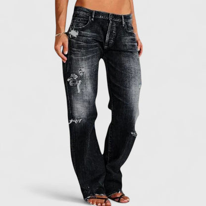 Molly™ | Postarzane jeansy z szerokimi nogawkami