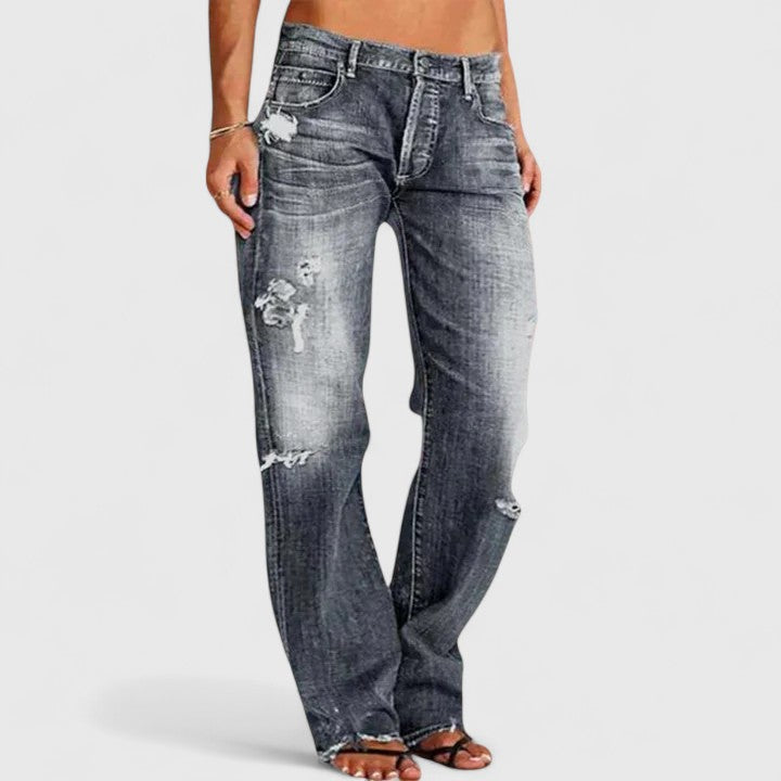 Molly™ | Postarzane jeansy z szerokimi nogawkami