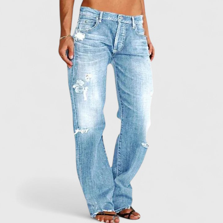 Molly™ | Postarzane jeansy z szerokimi nogawkami