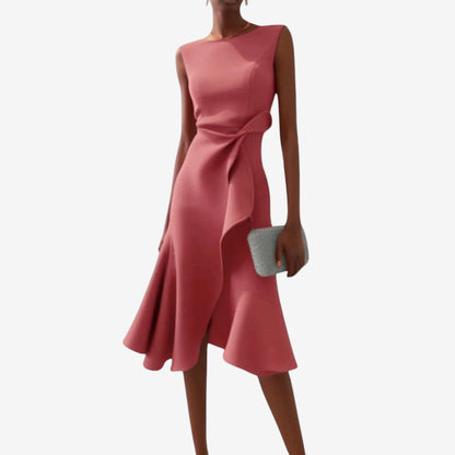 Eliana – Elegancka sukienka midi z asymetrycznym krojem