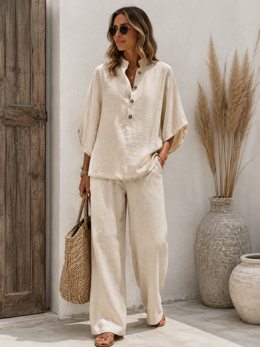 Milena – Zwiewny Komplet Lniany
