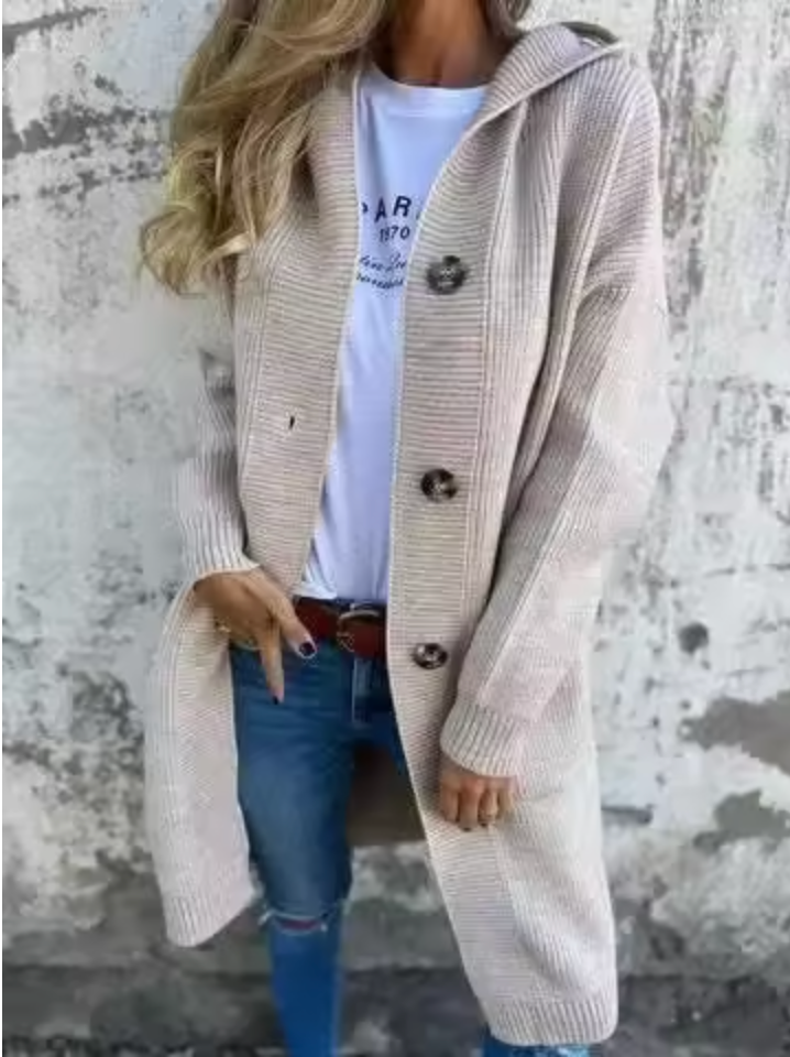 Dobromiła | Elegancki Długi Kardigan Dzianinowy