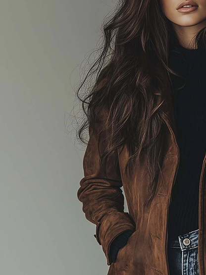Teresa™ | Luksusowy zamszowy płaszcz trench w stylu vintage