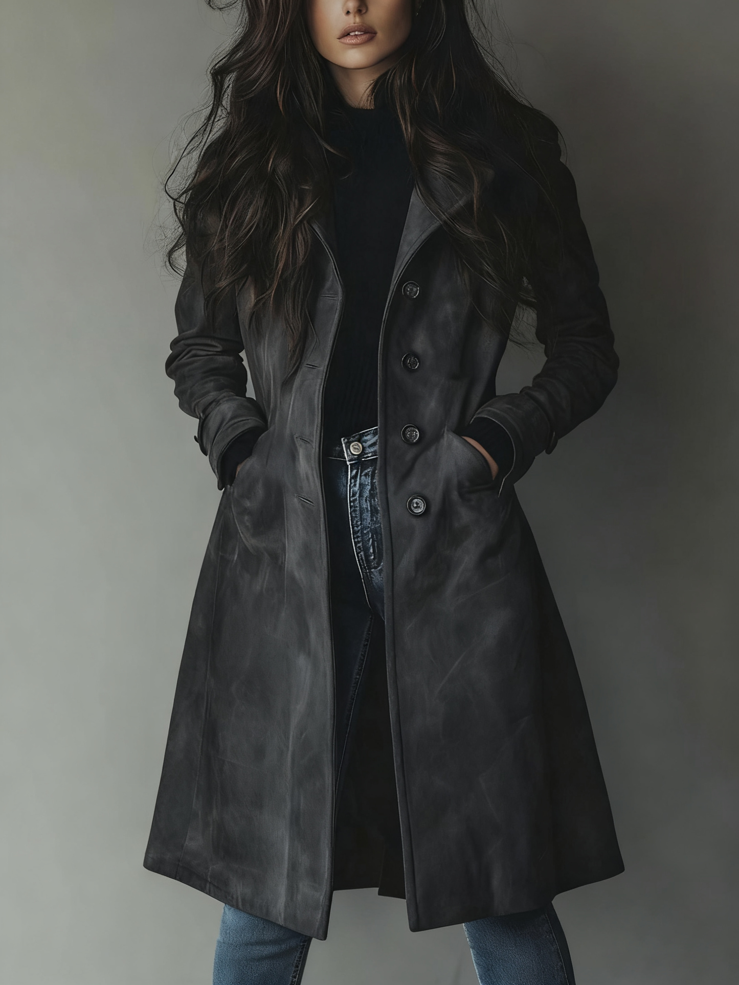 Teresa™ | Luksusowy zamszowy płaszcz trench w stylu vintage