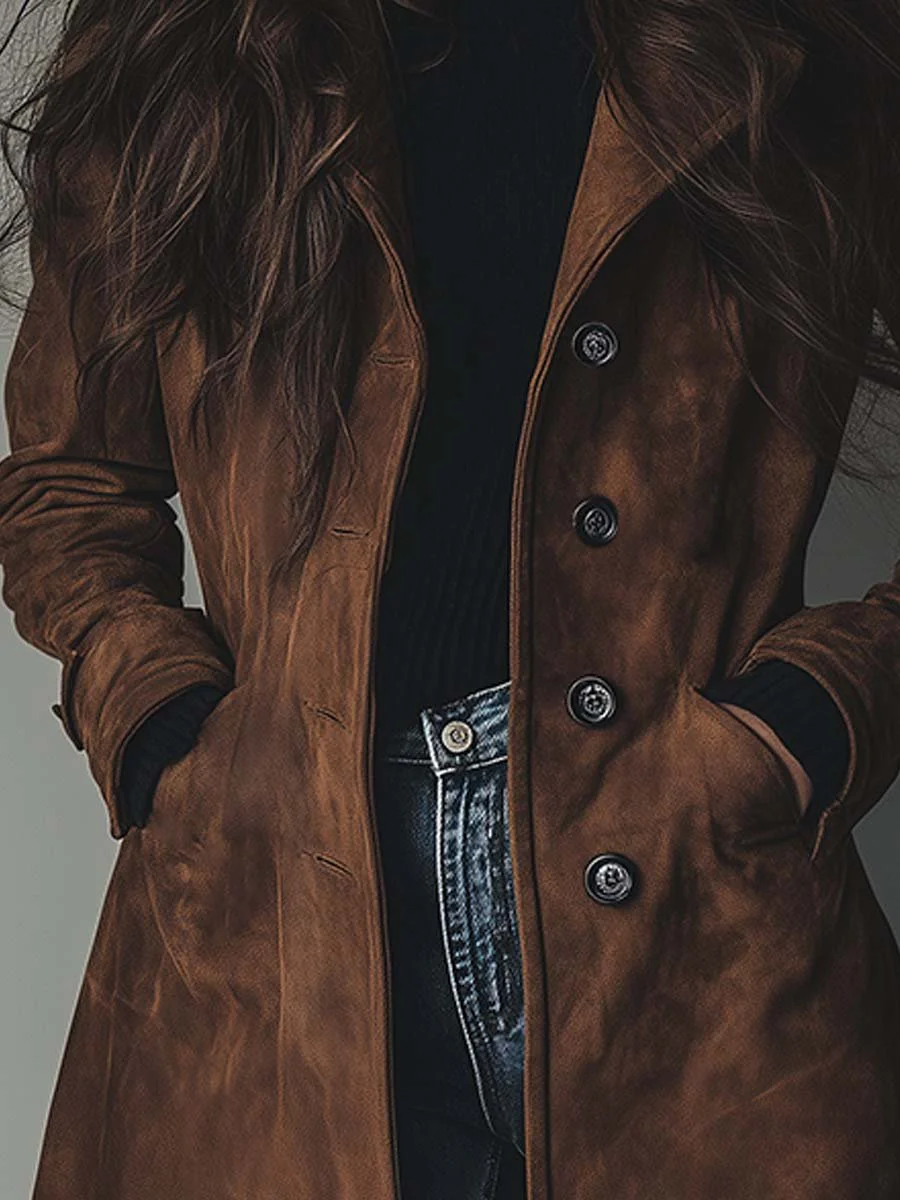 Teresa™ | Luksusowy zamszowy płaszcz trench w stylu vintage