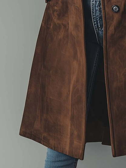 Teresa™ | Luksusowy zamszowy płaszcz trench w stylu vintage
